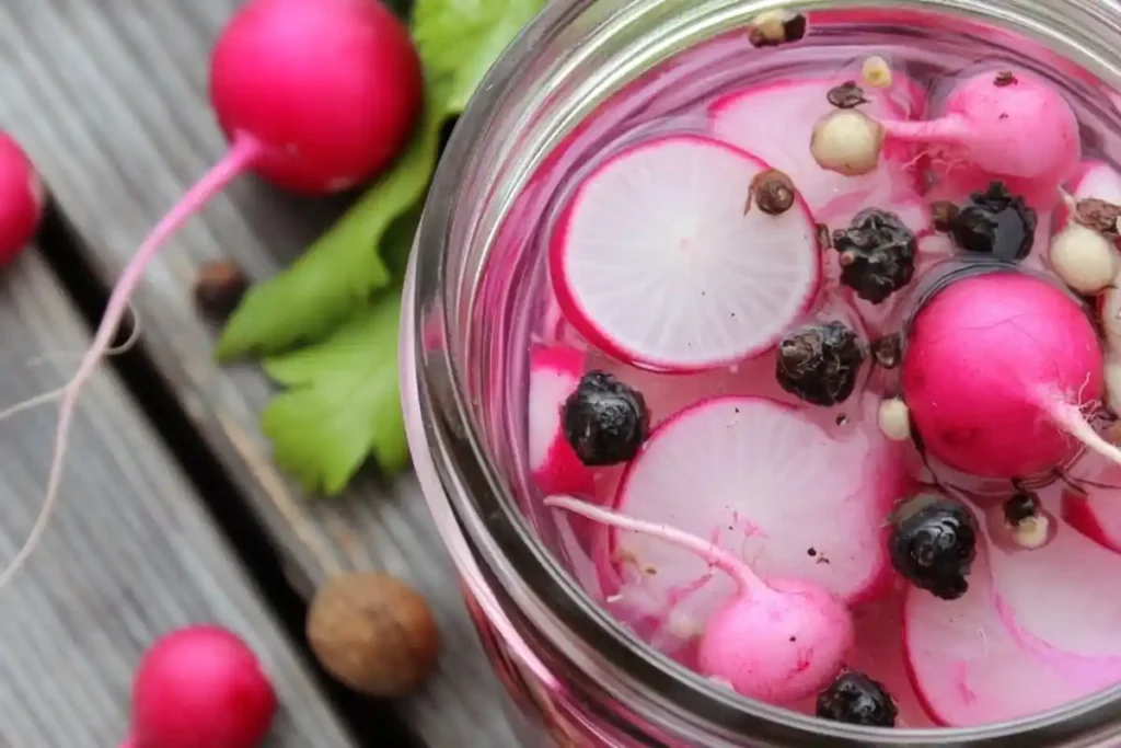 Fresh radishes in a fridge	