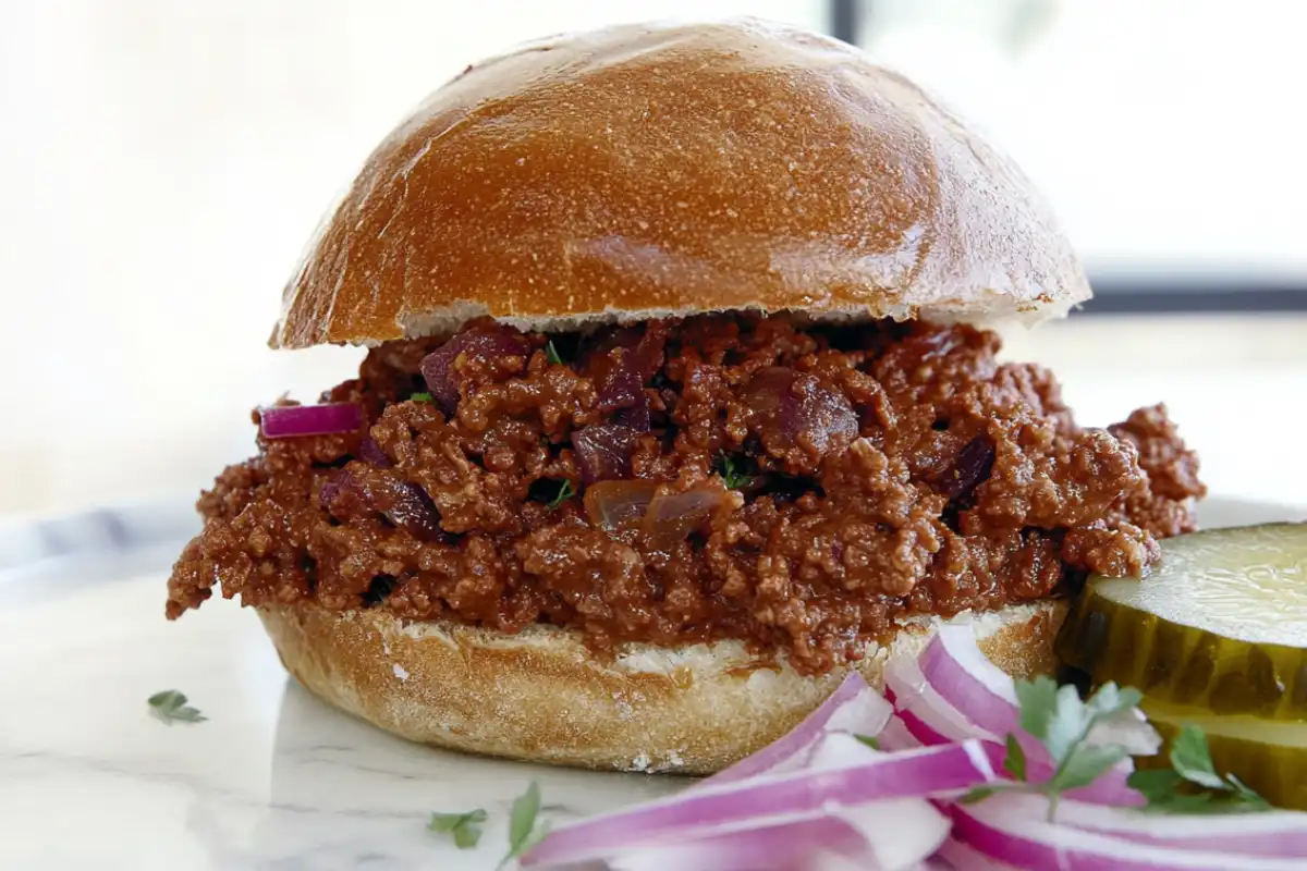 Naturally easy sloppy joe on a bun.