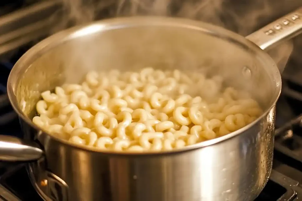 Preparing macaroni for mac and cheese