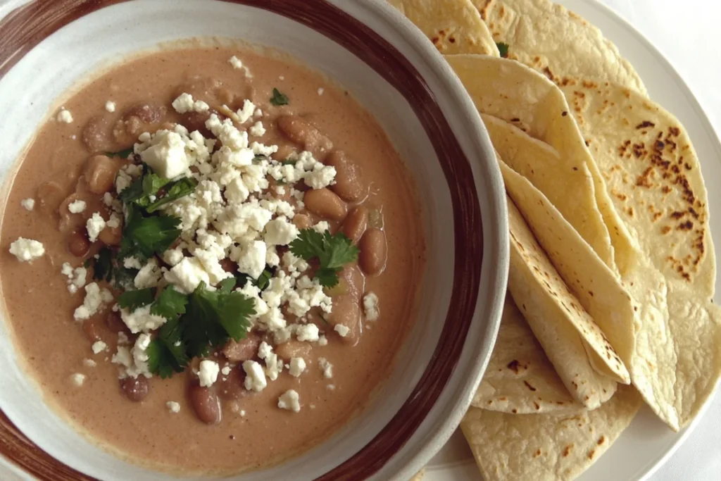 Creamy refried beans bowl