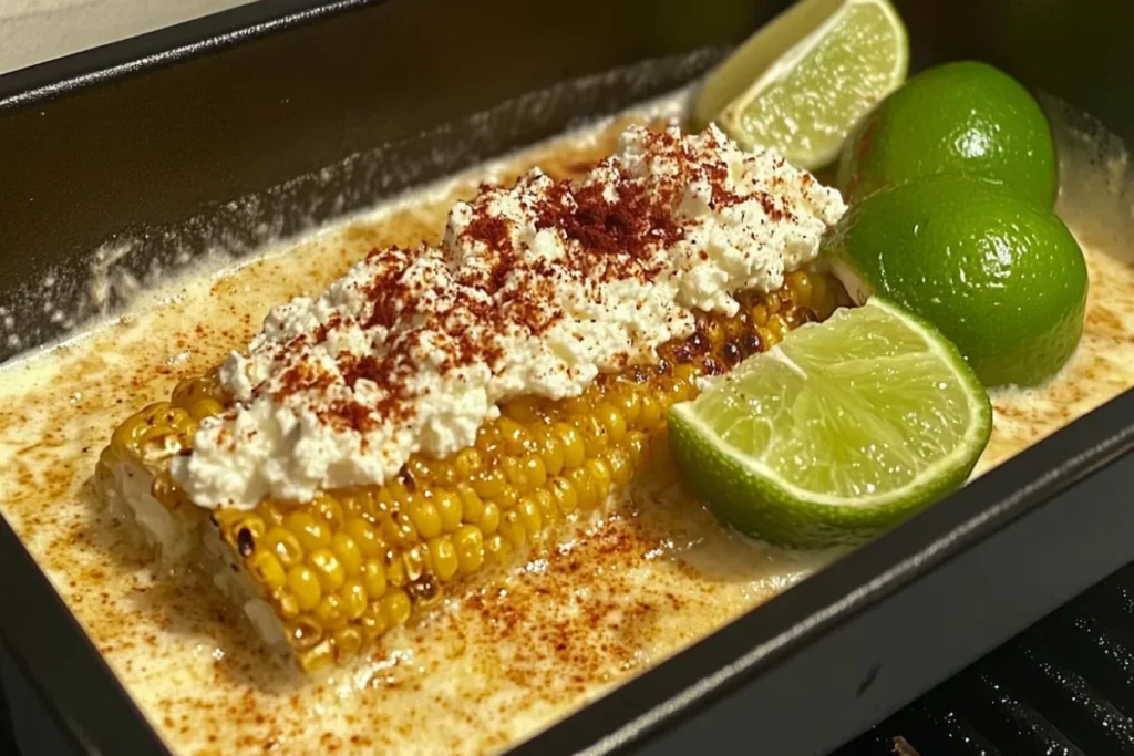 Grilled elote with toppings