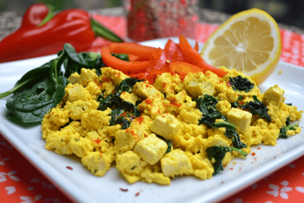 Scrambled tofu with vegetables