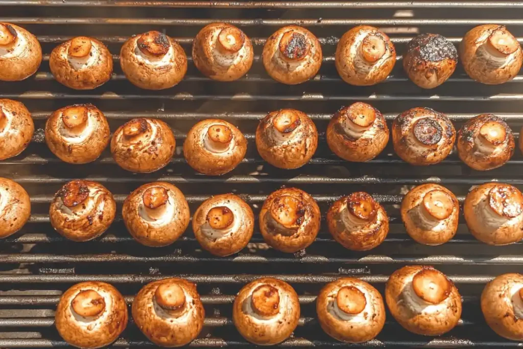 Grilled mushrooms on skewers