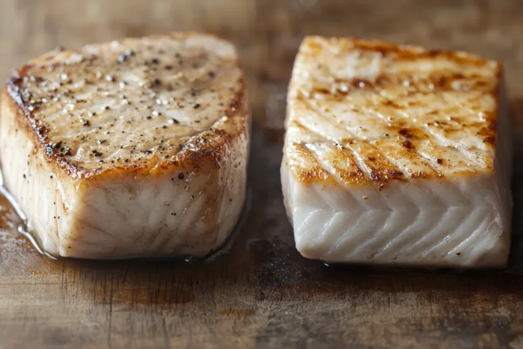 Overcooked vs. perfectly cooked swordfish