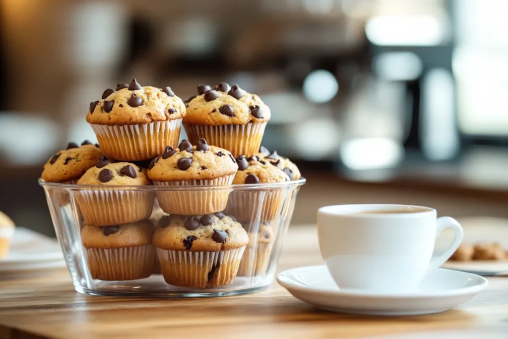 Storing chocolate chip muffins in an airtight container