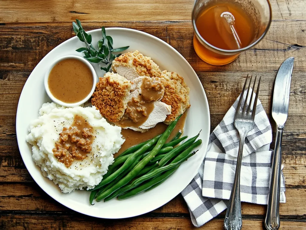 Chicken and Gravy with Side Dishes