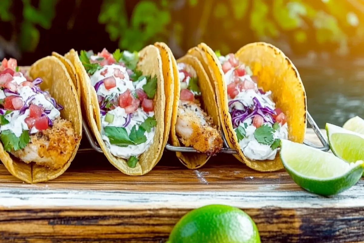 Air fryer fish tacos with crispy golden fish