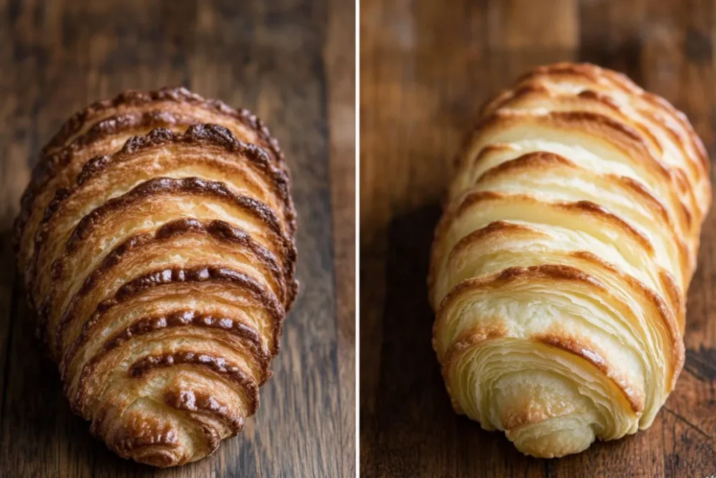 Comparison of Swiss gipfeli and French croissant