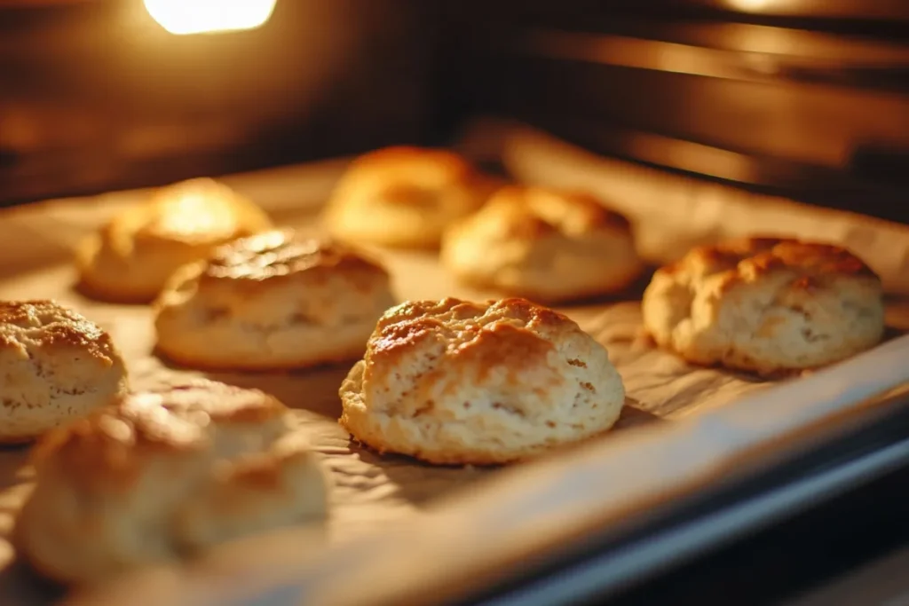 Biscuits baking in the oven