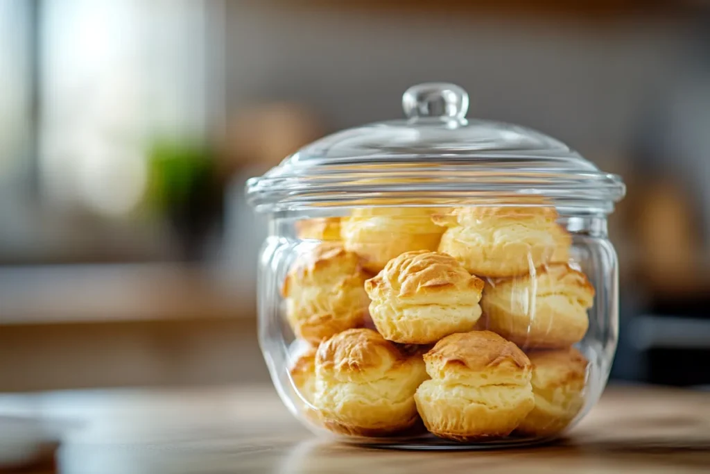 Storing cream puffs in an airtight container