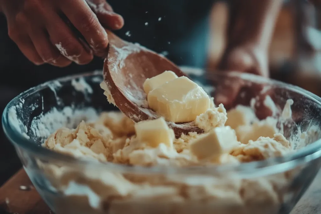 Mixing biscuit dough