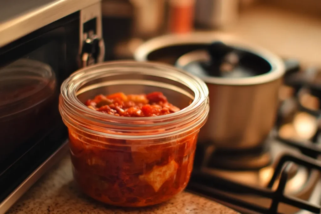 Leftover rotel dip recipe stored in an airtight container