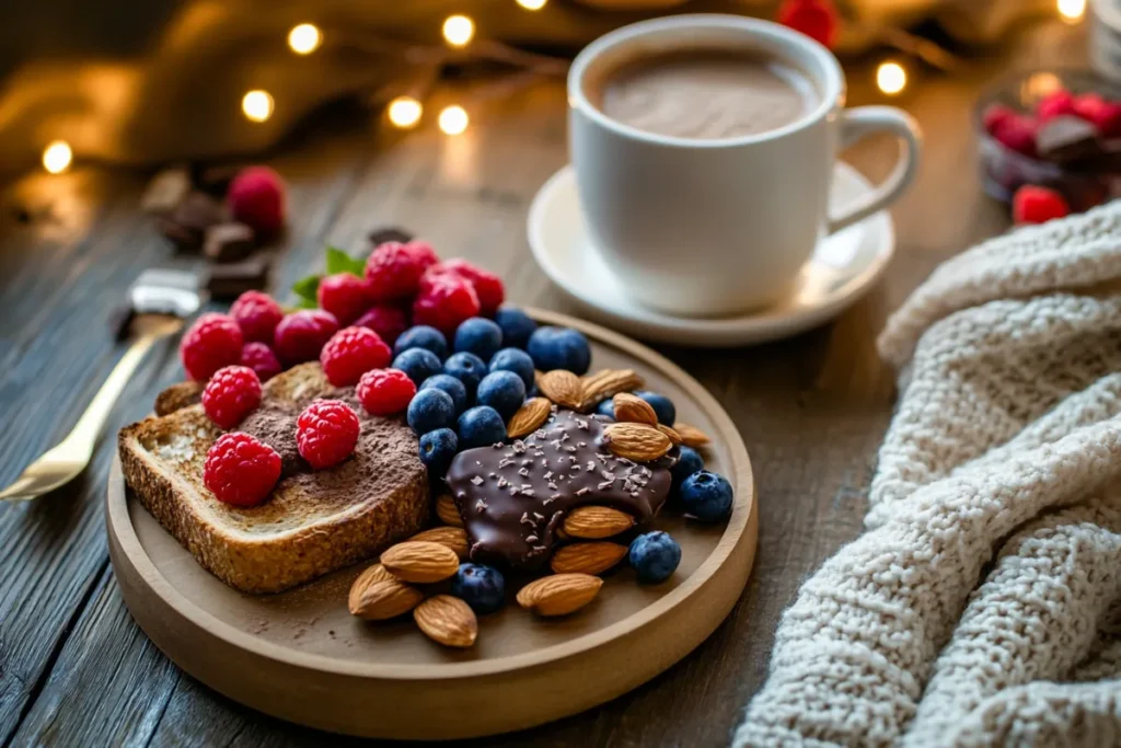 Hot chocolate with healthy snacks