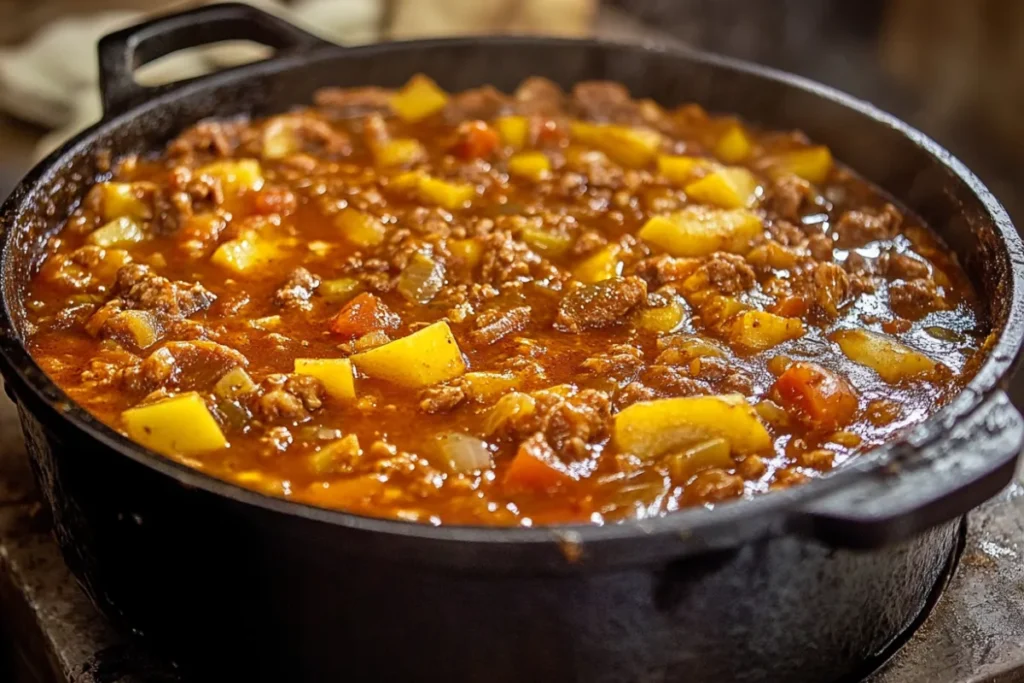 Traditional Brunswick stew cooking outdoors