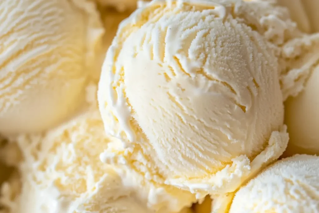 Freshly churned vanilla ice cream made with a Cuisinart ice cream maker