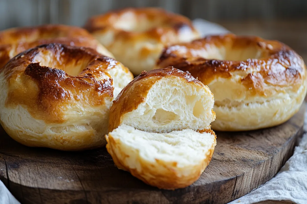 Sourdough bagels with golden crust