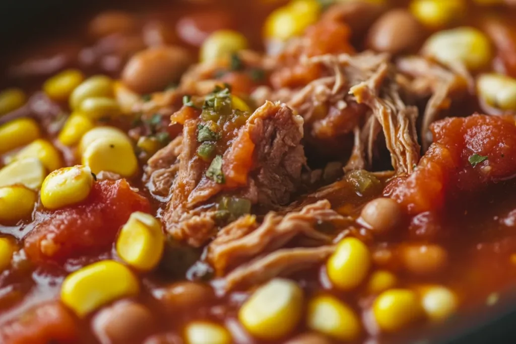 Cooking Brunswick stew with fresh ingredients