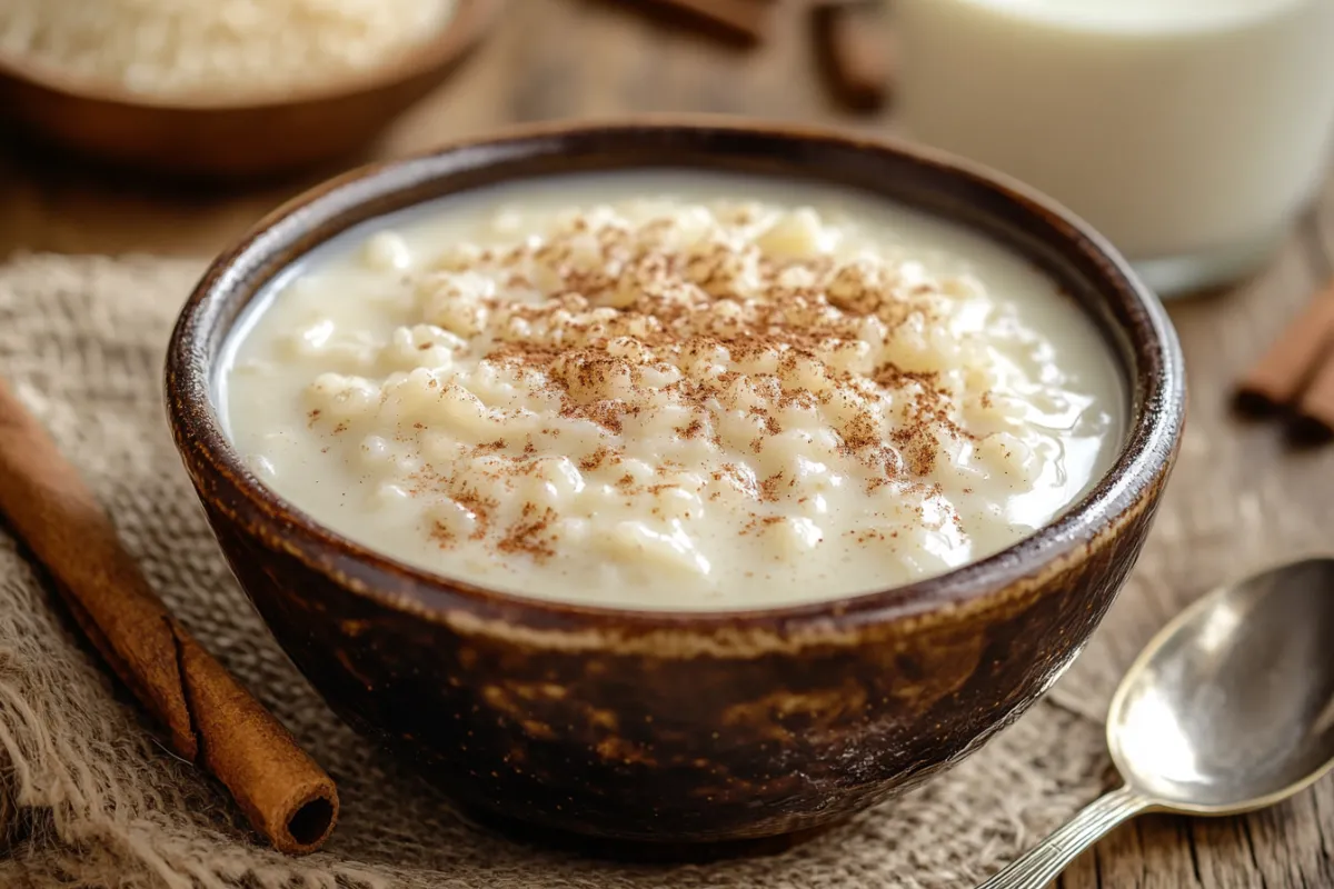 Delicious homemade arroz con leche in a bowl